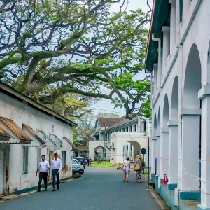 Inside roads at ancient galle fort  in Sri Lanka 
