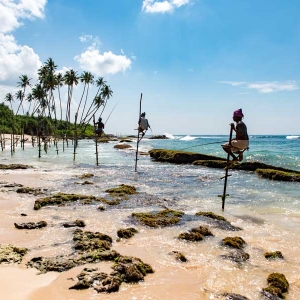 Fishermen are fishing at beach sides in Sri Lanka 